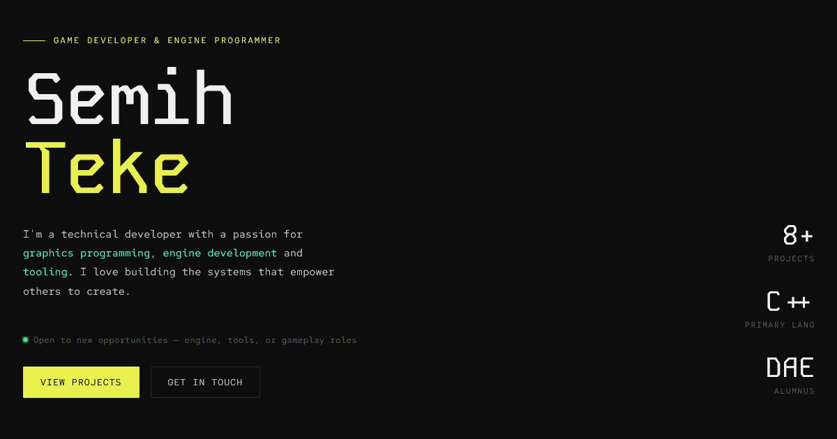 Semih Teke — Game Developer & Engine Programmer